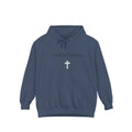 Traditional Cross Hoodie — Garment-Dyed Pullover with Decorative Cross